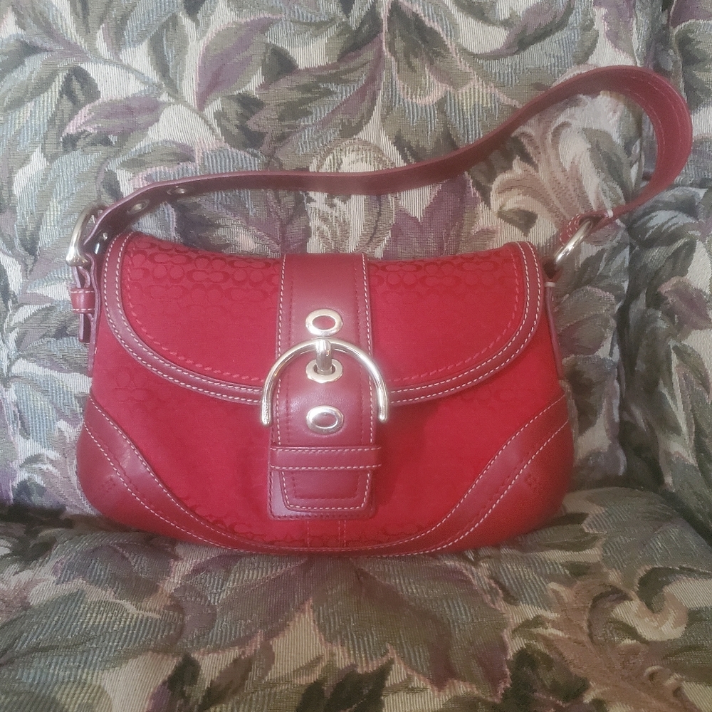 Coach small red purse shoulder bag